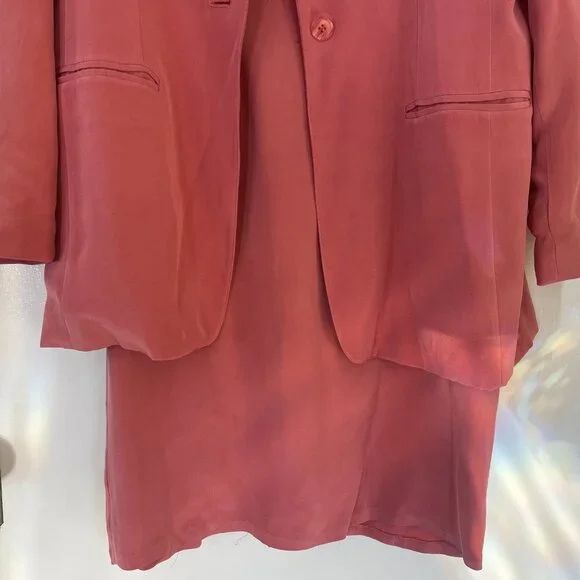 PATRICK Dusty Pink Silk Blazer + Dress Set – Women's Size 6 - Picture 3 of 14